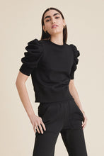 Load image into Gallery viewer, The Just Enough Puff Short Sleeve Sweatshirt in Black

